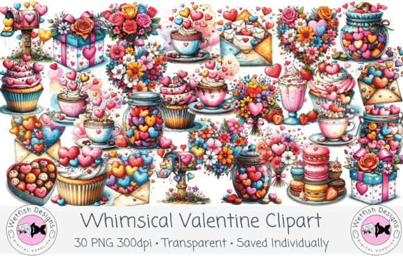 Download Whimsical Valentine Clipart Set – PNG 30 - Set Collection