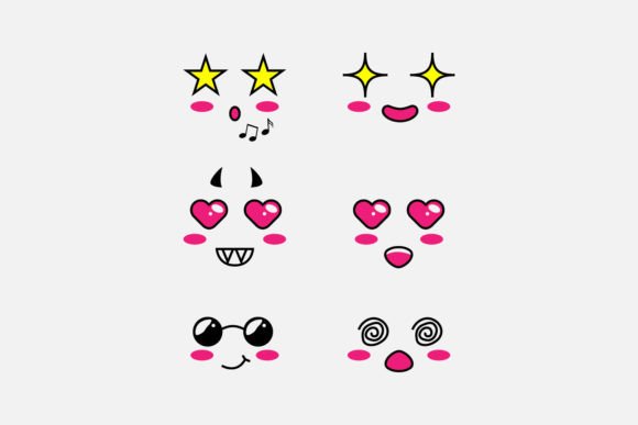 Download Set of Cute Eyes Expressive Emotion Face - Set Collection