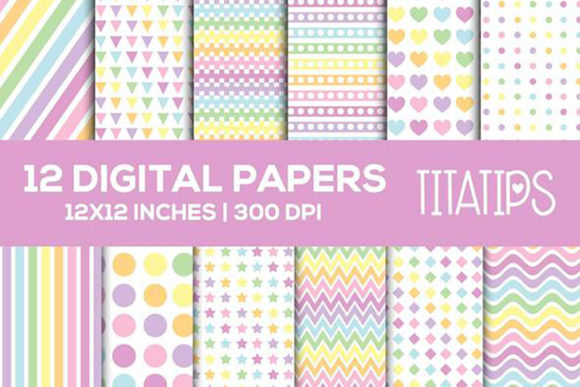Download Pastel Rainbow Digital Papers Set - Set Collection