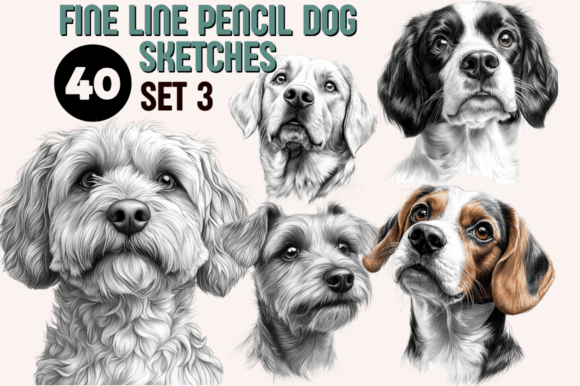 Download Dog Breed Pencil Sketches -Set 3 - Set Collection