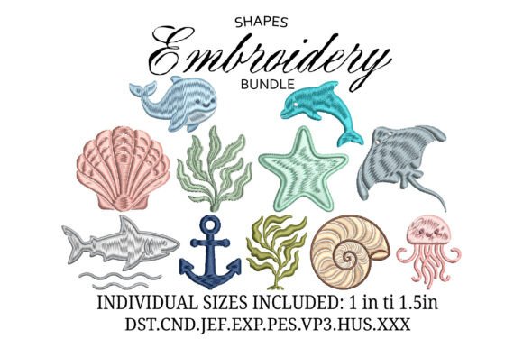 Download Set Mini Sea Animals Embroidery - Set Collection