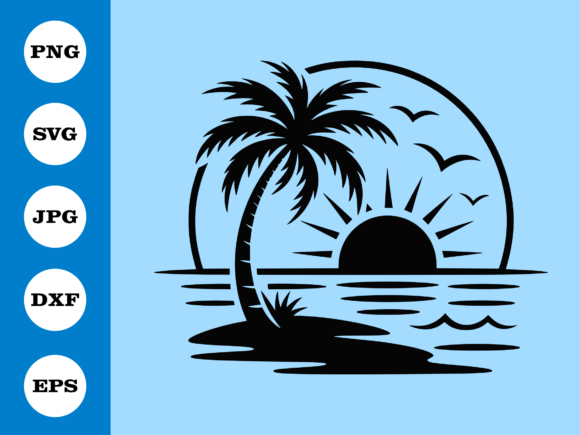 Download Tropical Sunset Beach SVG Design - Set Collection