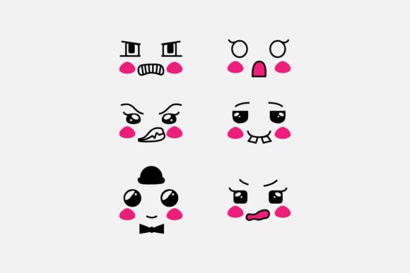 Download Set of Cute Eyes Expressive Emotion Face - Set Collection