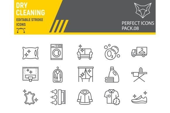 Download Dry Cleaning Line Icon Set - Set Collection