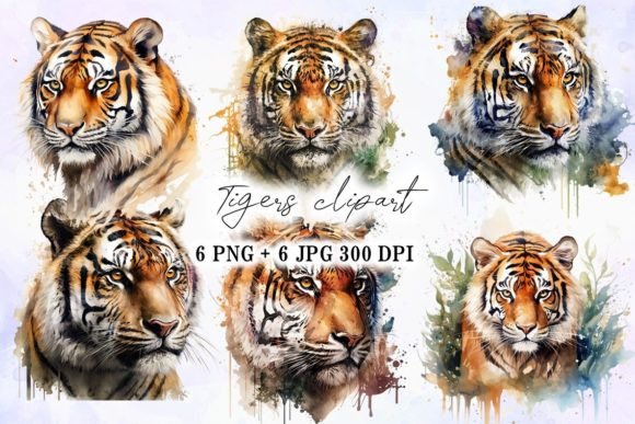 Download Tiger Face Watercolor Art Set - Set Collection