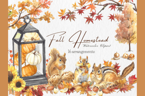 Download Watercolor Fall Arrangements Clipart Set - Set Collection