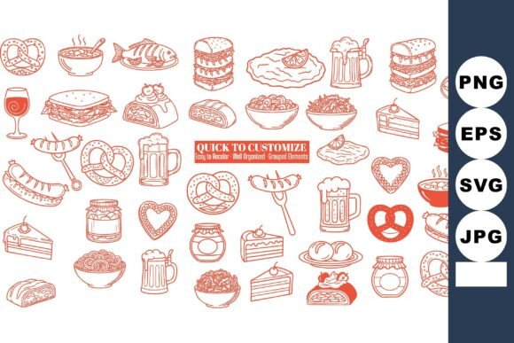 Download Red Line Art Food Icons - Red line art Collection