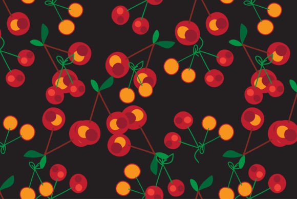 Download Cherry Seamless Pattern, Red Line Art on - Red line art Collection