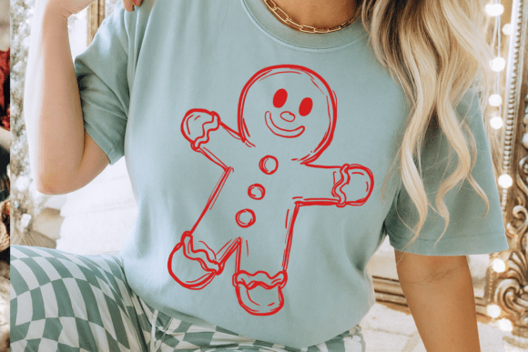 Download Cute Red Line Art Gingerbread Man Png - Red line art Collection