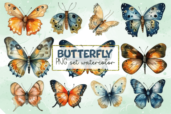 Download Watercolor Butterfly Set PNG - Set Collection