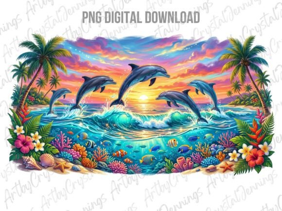 Download Dolphin Sunset Tropical Ocean PNG - Set Collection