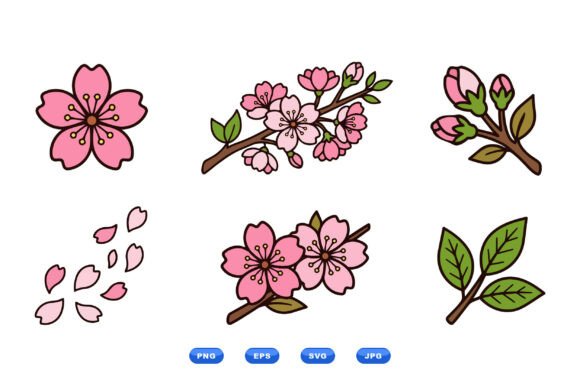 Download Cute Cherry Blossom Clipart Set - Set Collection