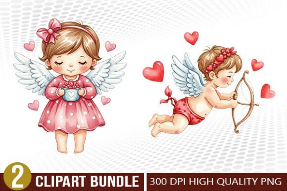 Download Cute Cupid Valentine Illustration Set - Set Collection