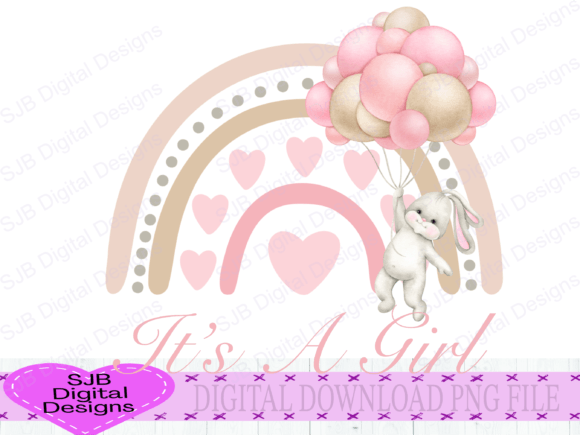 Download Its a Girl, New Baby Bunny Watercolour - Its a girl Collection