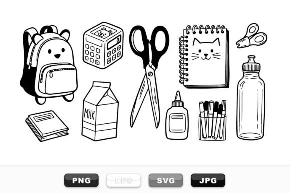 Download Cute School Supplies Clipart Set - Set Collection