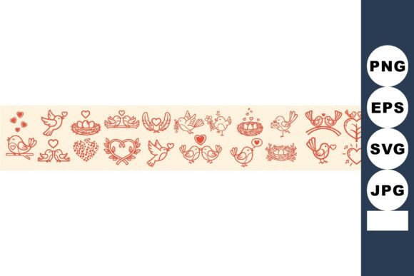 Download Red Line Art Whimsical Birds - Red line art Collection