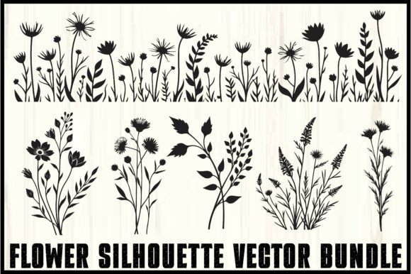 Download Wild Flower Silhouette Vector Set - Set Collection