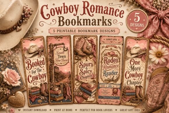 Download Cowboy Romance Bookmark Printable Set 5 - Set Collection