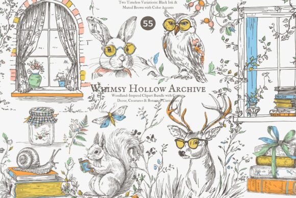 Download Cottagecore Clipart Hand Drawn Set - Set Collection