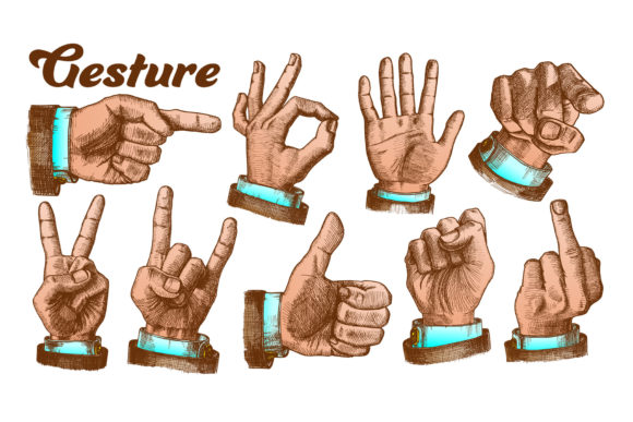 Download Multiple Male Color Hand Gesture Set - Set Collection