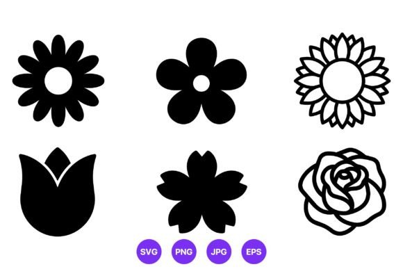 Download Black White Floral Icon Set - Set Collection