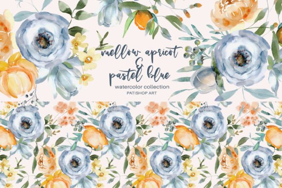 Download Mellow Apricot Pastel Blue Clipart Set - Set Collection