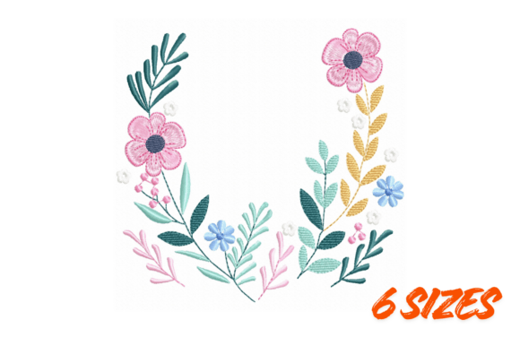 Download Floral Embroidery Wreath Design File Set - Set Collection