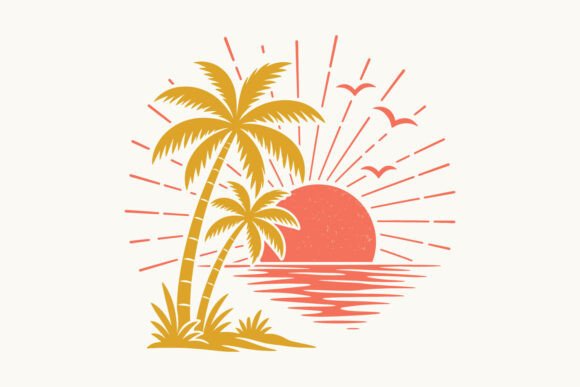 Download Palm Tree Sunset SVG, Summer Beach SVG - Set Collection