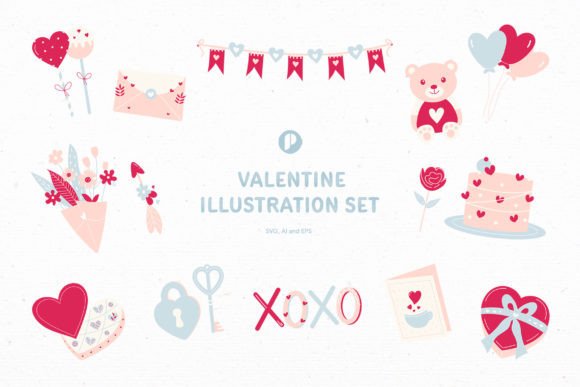 Download Sweet Valentine Illustration Set - Set Collection
