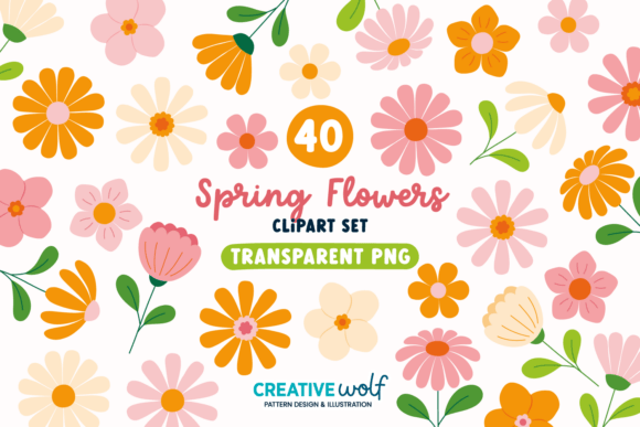 Download Whimsical Spring Flowers Clipart Set - Set Collection
