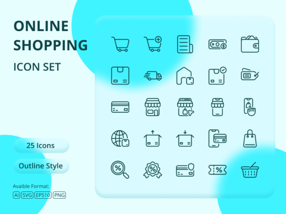 Download Online Shopping Icon Set Outline Style - Set Collection