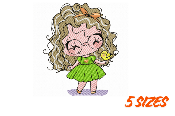 Download Curly Girl Embroidery Design Set - Set Collection