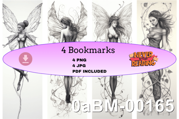 Download Fantasy Fairy Linework Bookmark Set - Set Collection