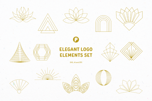 Download Gold Elegant Logo Elements Set - Set Collection