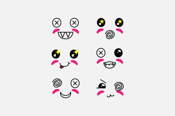 Download Set of Cute Eyes Expressive Emotion Face - Set Collection