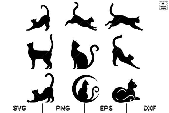 Download Cat Silhouette Set, Animal, Svg - Set Collection