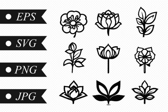 Download Set of Linear Flowers - Set Collection