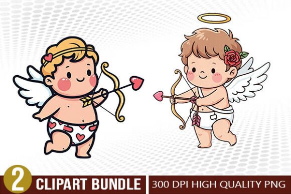 Download Cupid Angel Valentine Illustration Set - Set Collection