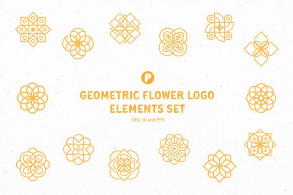 Download Geometric Flower Logo Elements Set - Set Collection