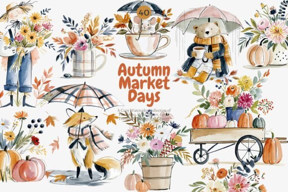 Download Autumn Harvest Watercolor Clipart Set - Set Collection