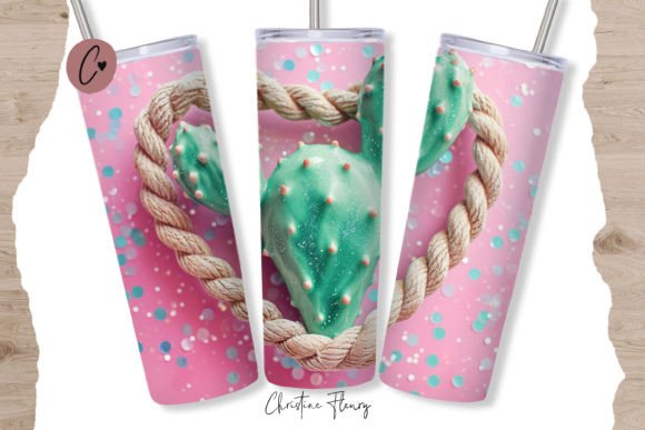 Download 3D Cactus in Rope Heart Valentine Tumble - Rope heart valentine Collection