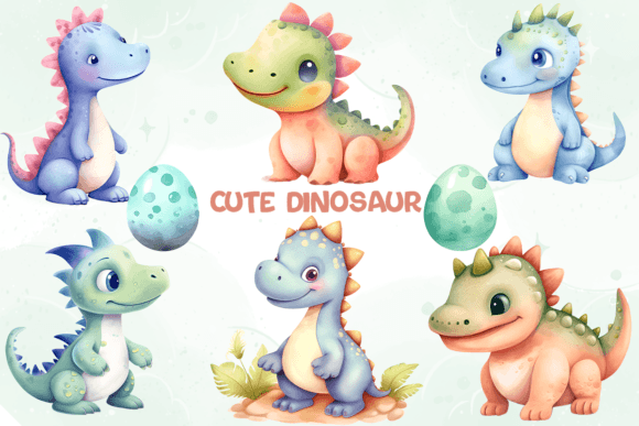 Download Cute Dinosaur Set Watercolor - Set Collection