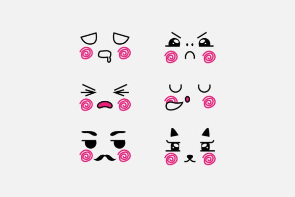 Download Set of Cute Eyes Expressive Emotion Face - Set Collection