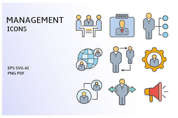 Download Management and Company Icon Set - Set Collection
