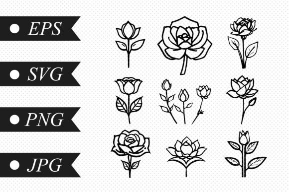 Download Set of Linear Roses - Set Collection
