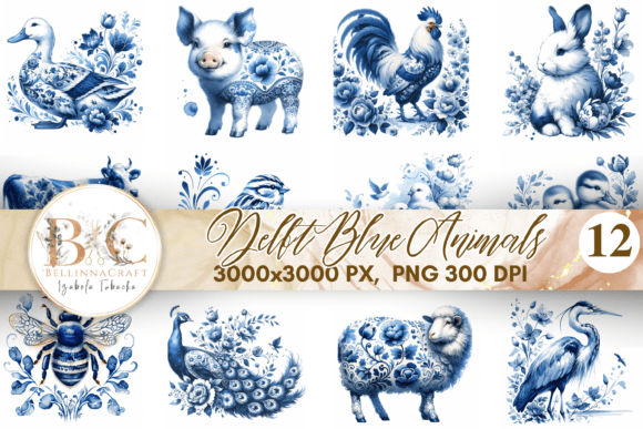 Download Delft Blue Animals Clipart Set - Set Collection