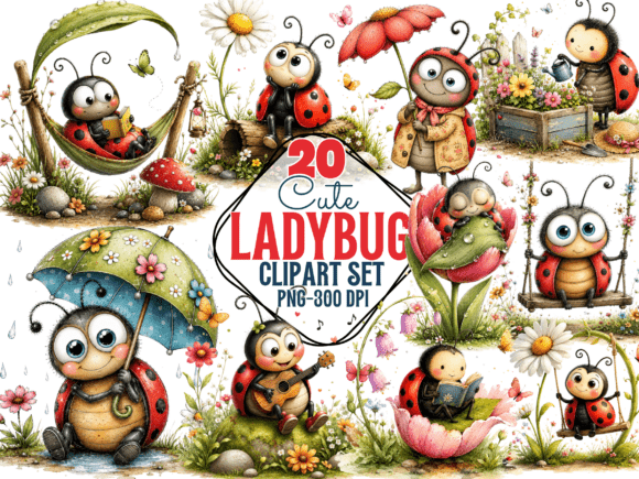 Download Ladybug Clipart Set PNG , Spring Bug - Set Collection