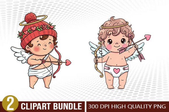 Download Cupid Angel Valentine Illustration Set - Set Collection