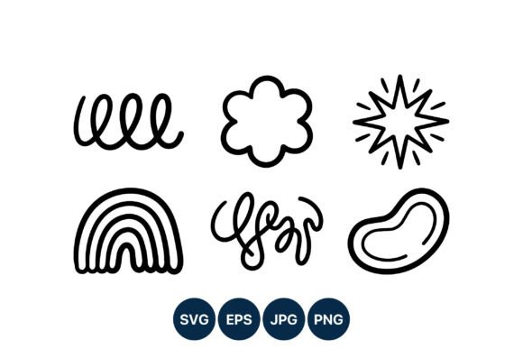 Download Abstract Curved Line Art Doodle Set - Set Collection