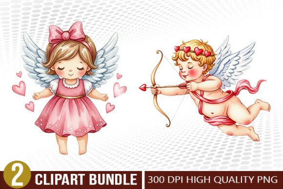 Download Cute Cupid Valentine Illustration Set - Set Collection